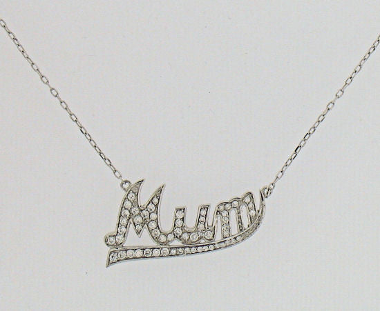 Cubic Zirconia and Silver 'Mum' Necklet GVK044