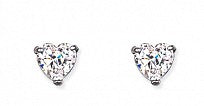 Cubic Zirconia and Silver 5mm Heart Stud Earrings HT5