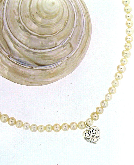 Freshwater Pearl & Diamond necklace by 'D For Diamond' N2370W