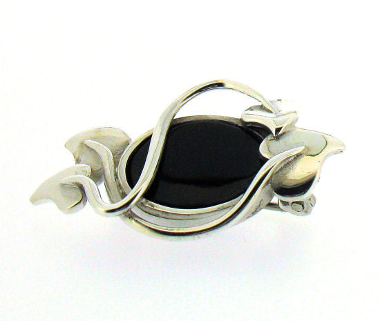 Whitby Jet & Silver Brooch NB68