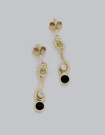Whitby Jet and Diamond drop Earrings ND15