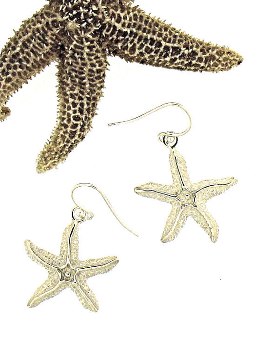 Silver Large Starfish Drop Earrings NE28D