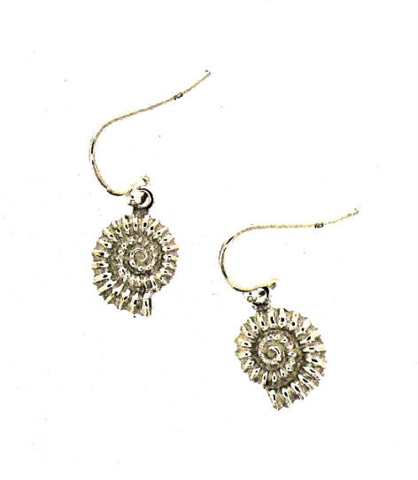 Silver Ammonite Drop Earrings NE35 D