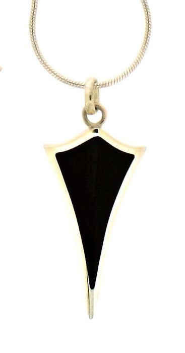 Whitby Jet and Silver Shield Shape Pendant NP13