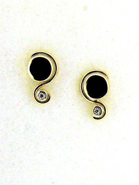 Whitby Jet and Diamond Stud Earrings NS01