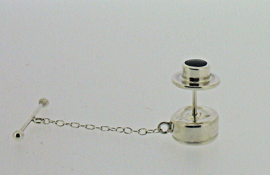 Silver and Whitby Jet Round Tie-Tack NT9316