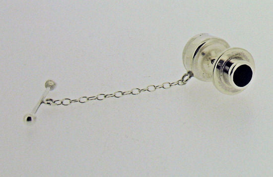 Silver and Whitby Jet Round Tie-Tack NT9316