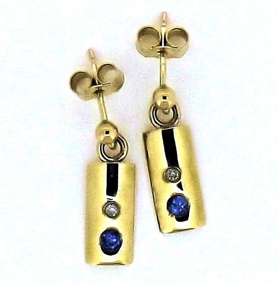 Tanzanite and Diamond gold Drop Earrings N 9DO3