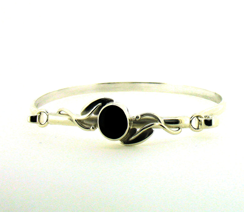 Whitby Jet & Silver Bangle NBA67