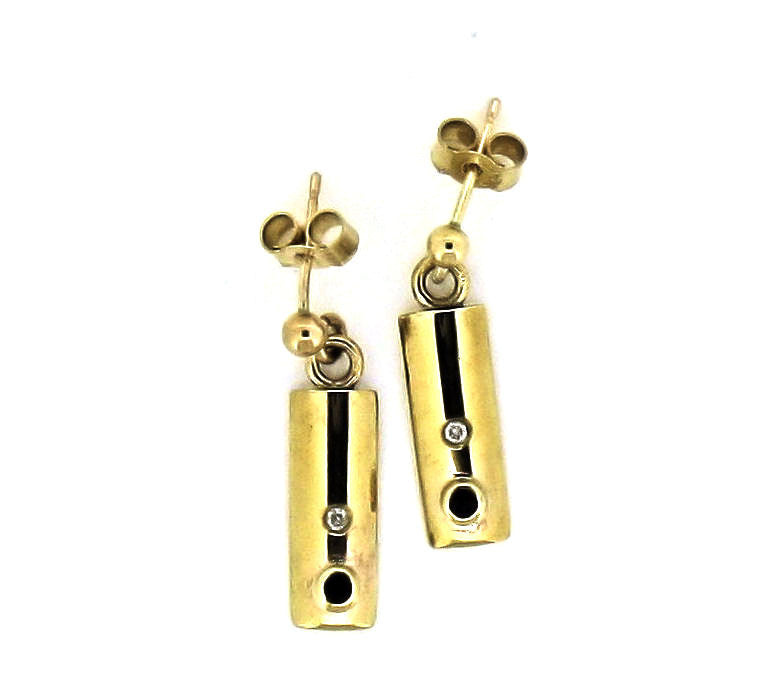 Whitby Jet & Diamond Gold Earrings ND06