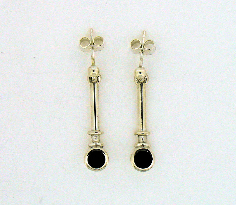 Whitby Jet Silver Drop Earrings ND36