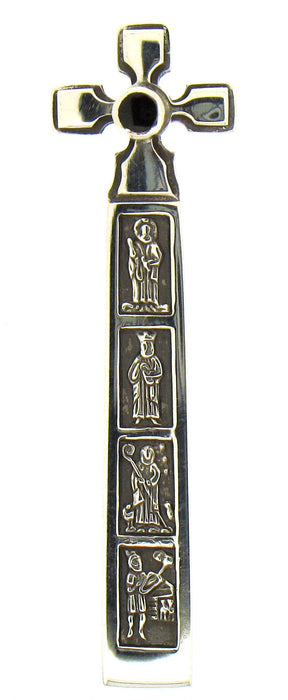 Whitby Jet Silver Caedmon Cross Pendant AP40
