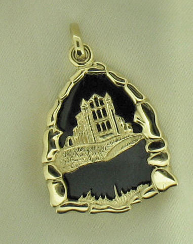 Whitby Jet and Gold Abbey Pendant N P 53