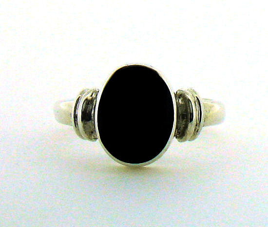 Whitby Jet Silver Ring NR29