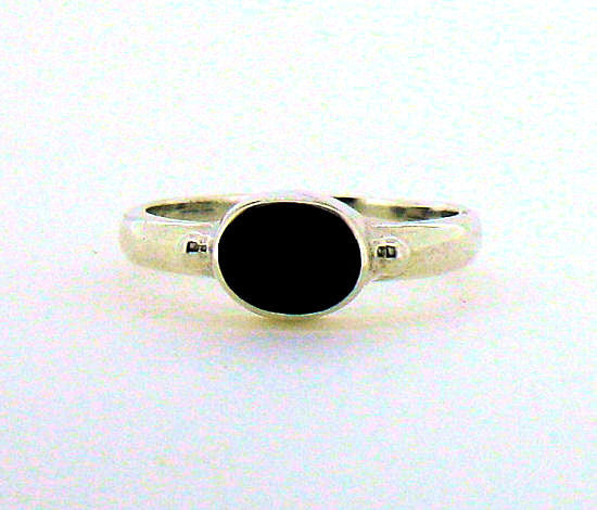 Whitby Jet Silver Ring NR30