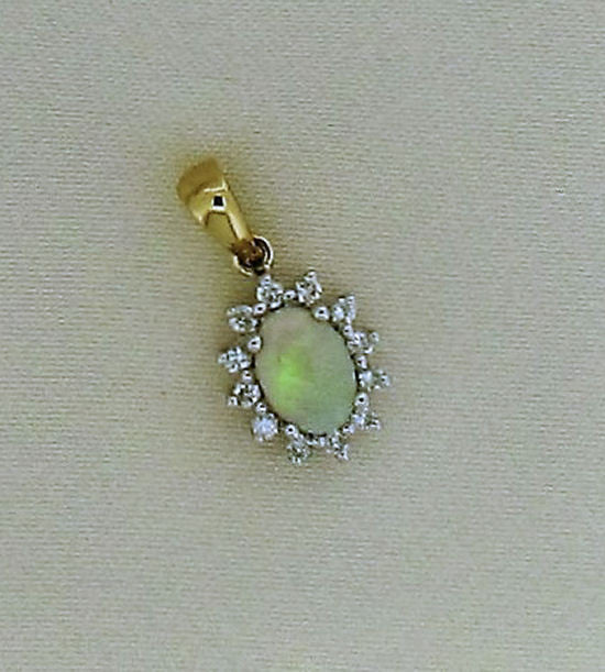 Opal and Diamond Gold Pendant P160