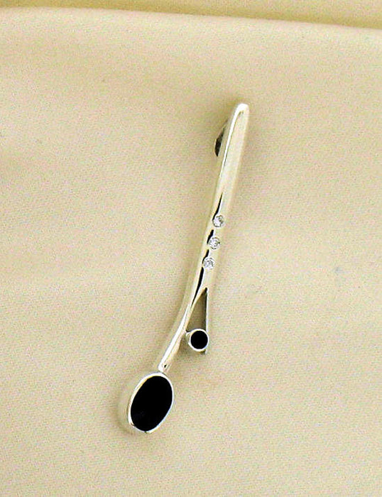 Whitby Jet and Diamond Silver Pendant NP-78F