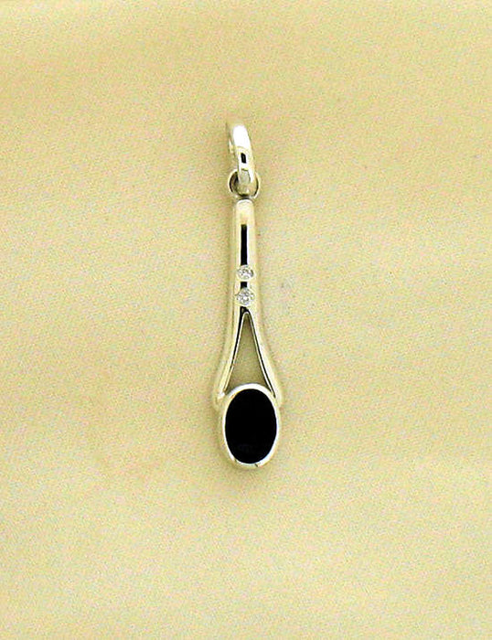 Whitby Jet and Diamond Silver Pendant NP-79G