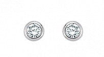 Cubic Zirconia and Silver 3mm Round Bezel Stud Earrings PSRD3