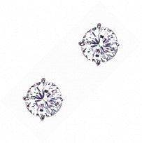 Cubic Zirconia and Silver Round Stud Earrings RD7