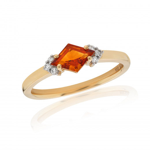 Citrine & Diamond, 9ct Yellow Gold Ring 1Y84DCT