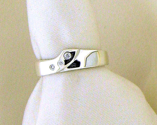 Diamond and Silver Shaped Wedding Band NR-76D