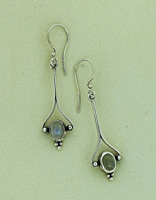 Moonstone and Silver Drop Earrings SE97
