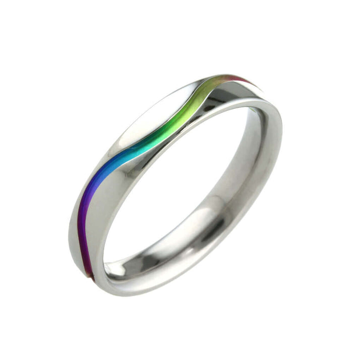 Titanium 4mm Rainbow Wave Ring LR1237