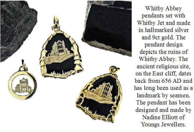 Whitby Jet and Silver Whitby Abbey Pendant NP53