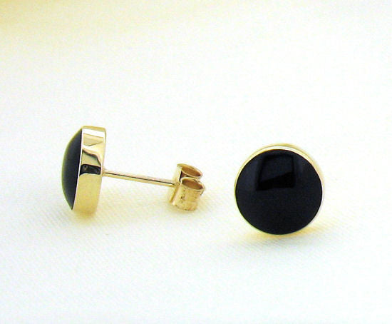 Whitby Jet and Gold Stud Earrings YO10R