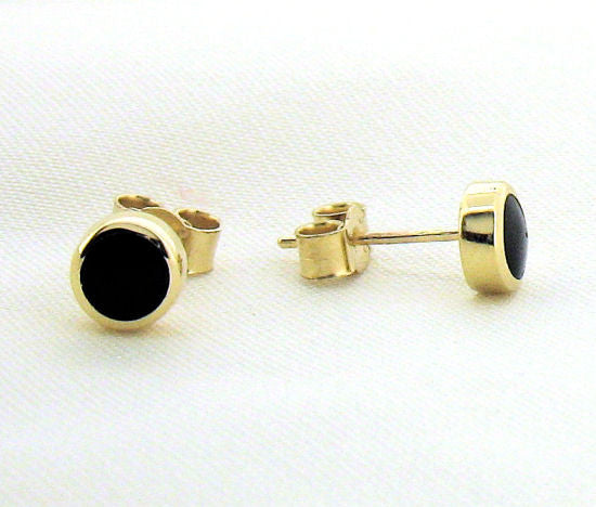 Whitby Jet and Gold Stud Earrings YO6R