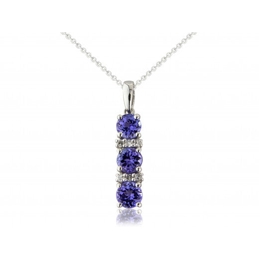 Tanzanite and Diamond 9ct White Gold Pendant Necklace 6S99WDTZ