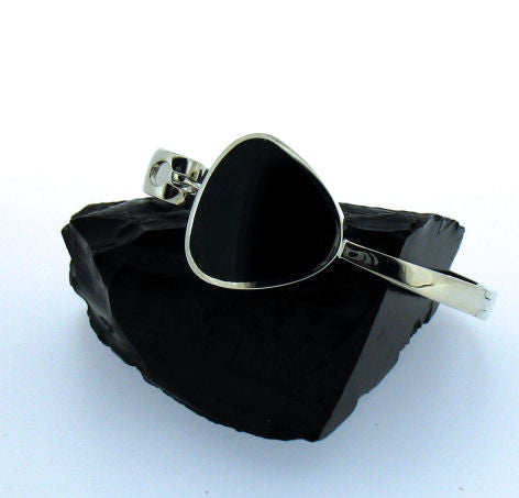 Whitby Jet & Silver Bangle CBG11