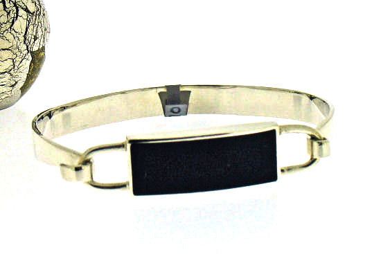 Whitby Jet & Silver Bangle CBG7