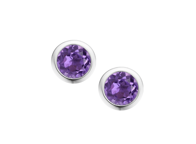 Amethyst and Silver Stud Earrings 5004