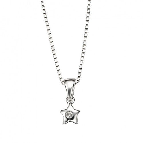 D for Diamond Silver Star Pendant and Chain P616